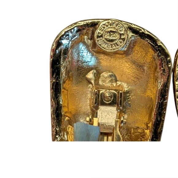 Vintage Edouard Ramboud Paris Clip Earrings Goldtonne multi color - Picture 7 of 9